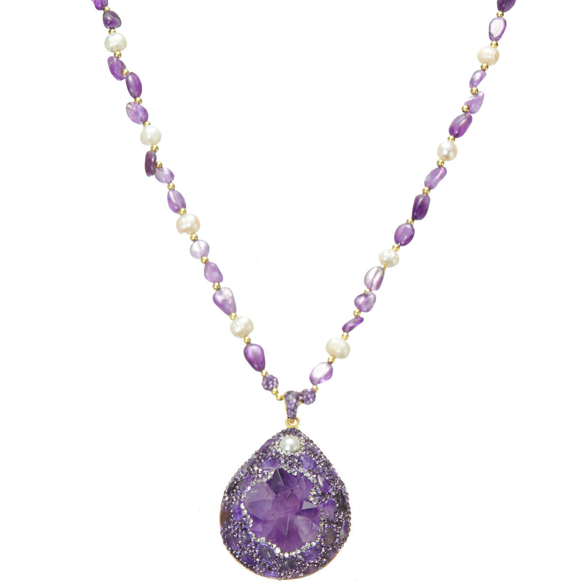 S2636N1 Amethyst pearl Sweater Chain Long Necklace Choker fine handmade gifts