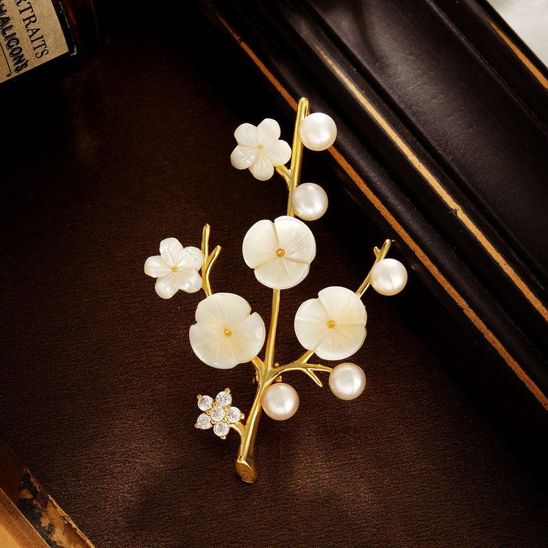 S2049B1 Pearl Flower Brooch Scarf Buckle fine handmade gifts