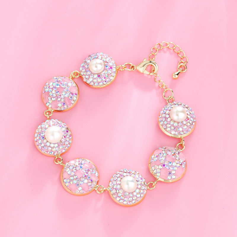 S2215C1 pearl Rose Quartz bracelet Bangle Hand Chain fine handmade gifts