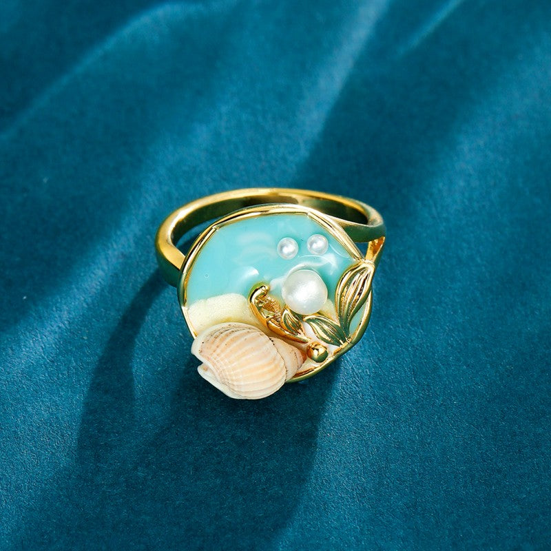 S2112R1 Pearl adjustable one-size-fits-all Engagement Rings fine handmade gifts