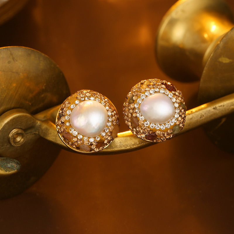 S4697E1 Pearl Tourmaline Earrings Stud Ear Accessories fine handmade gifts