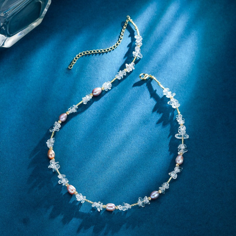 S2773N1 Pearl Pure White Quartz Necklace Choker Sweater Chain Long necklace fine handmade gifts
