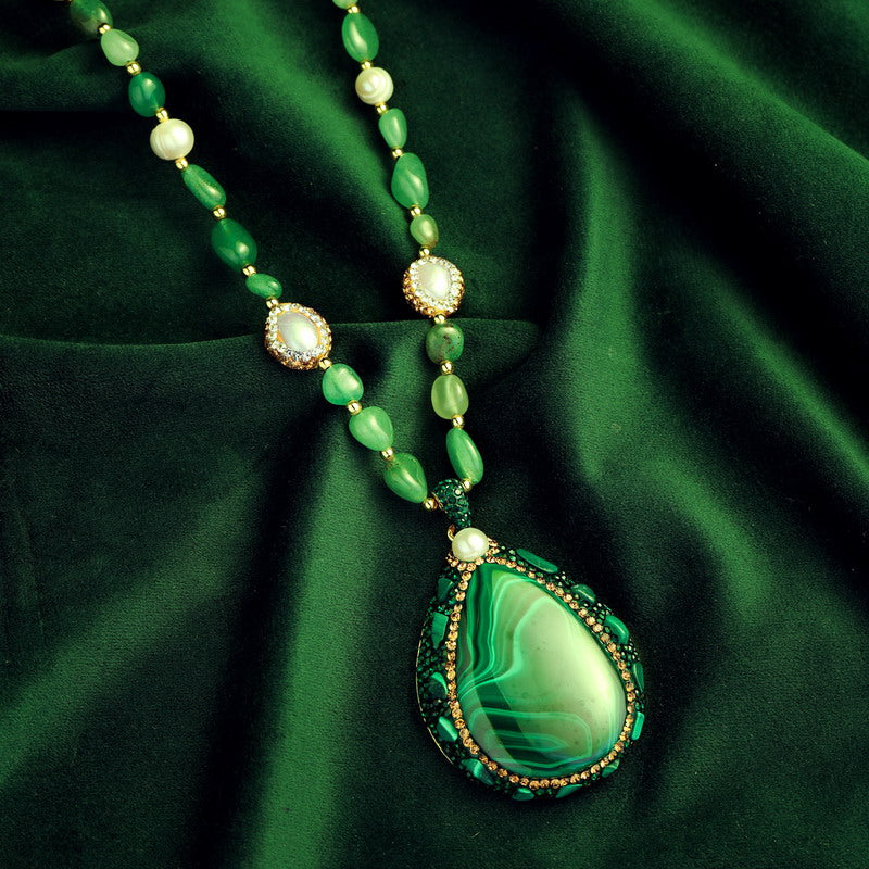 S2601N1 malachite pearl Sweater Chain Long necklace fine handmade gifts