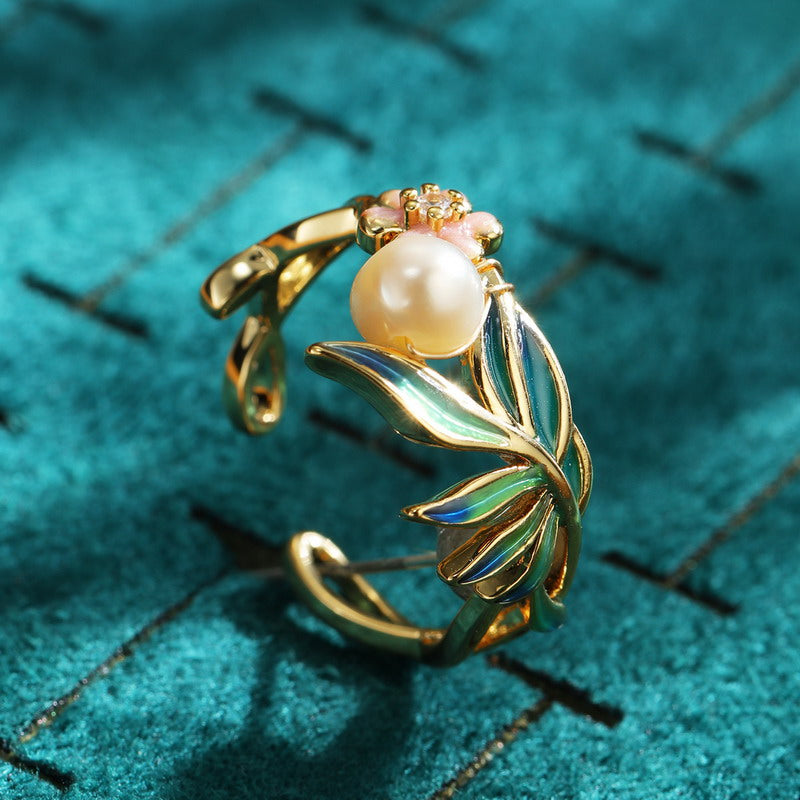 S2084R1 Pearl adjustable one-size-fits-all Engagement Rings fine handmade gifts
