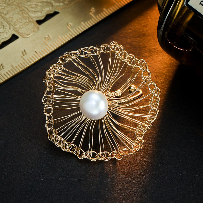 S2115R1 Pearl adjustable one-size-fits-all Engagement Ring fine handmade gifts