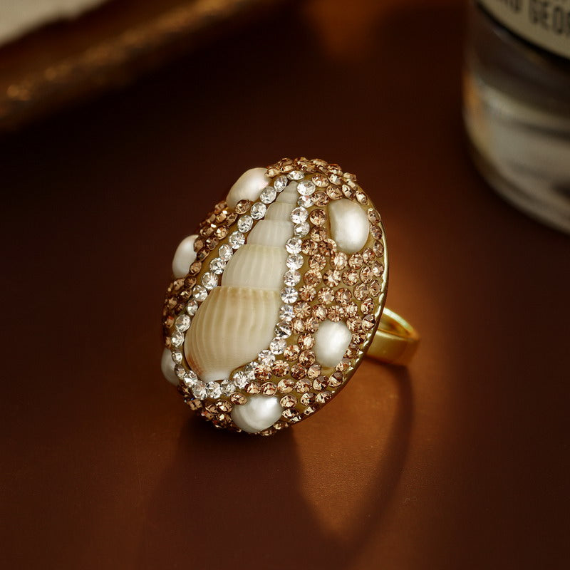 S2000R1 pearl adjustable one-size-fits-all engagement rings fine handmade gifts