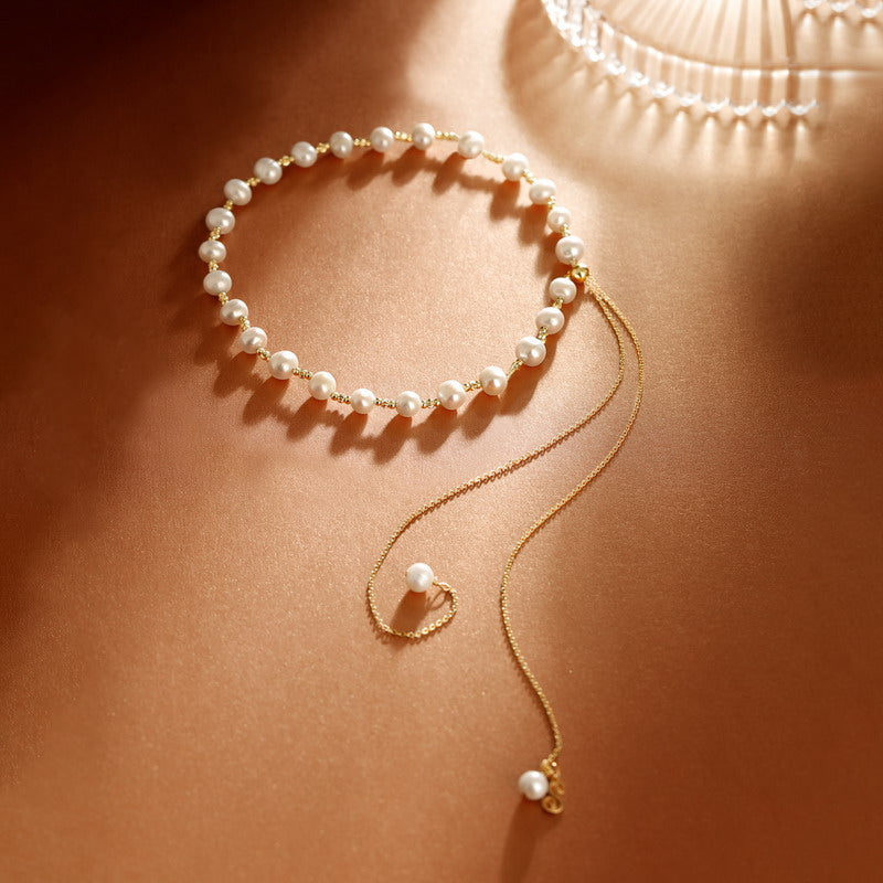 S2159N1 Pearl Sweater Chain Long Necklace Choker fine handmade gifts