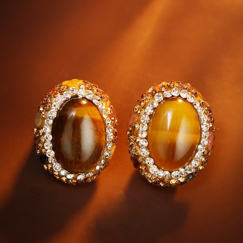 S4805E1 Tiger's Eye Earrings Stud Ear Accessories fine handmade gifts
