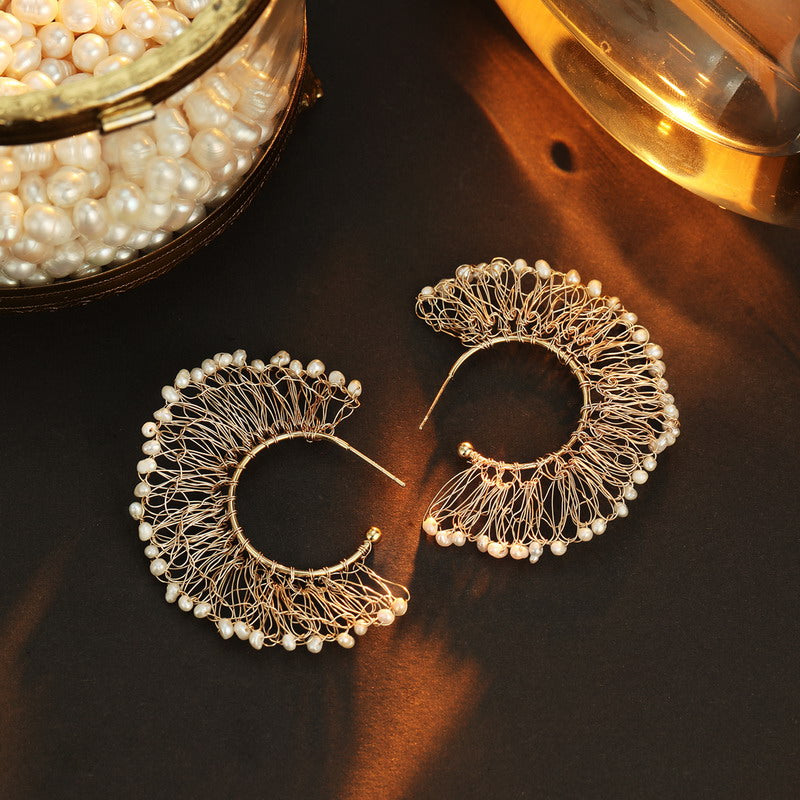 S4893E1 Pearl Copper Stud Ear Accessories Hoop Earrings fine handmade gifts