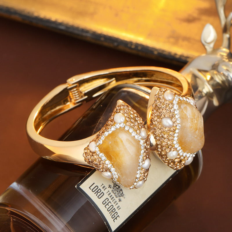 S2207C1 Pure Citrine Pearl Bracelet Bangle Hand Chain fine handmade gifts
