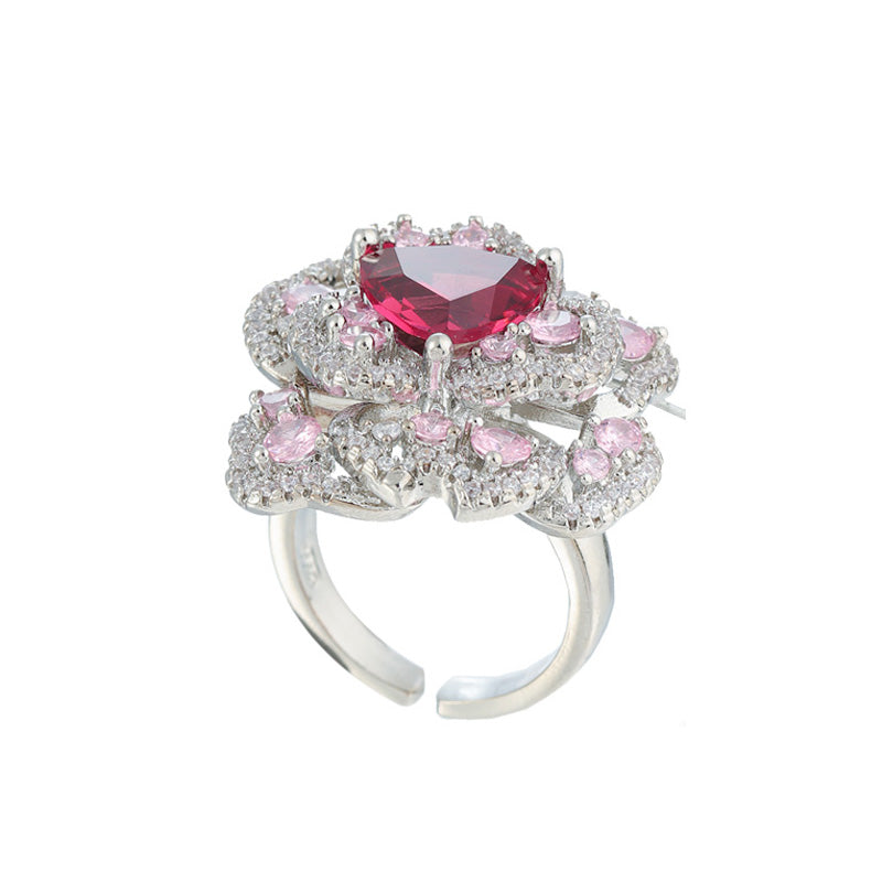 S1998R1 Rose flower adjustable one-size-fits-all Engagement Ring fine handmade gifts