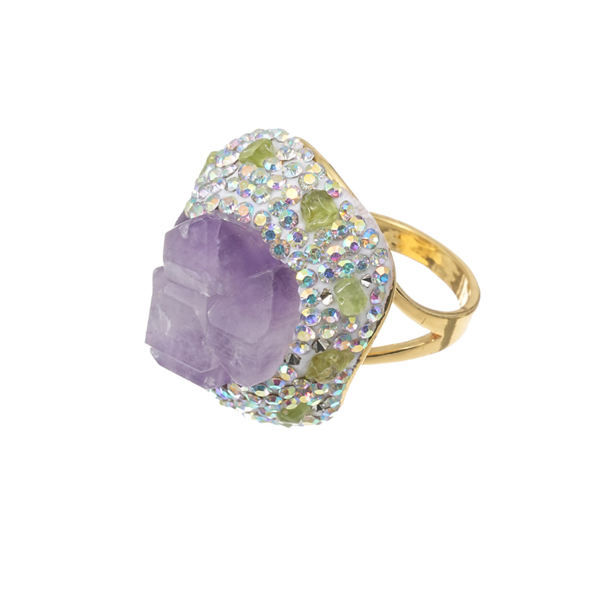 S2144R1 Pure Amethyst Olivine adjustable one-size-fits-all Engagement Ring fine handmade gifts