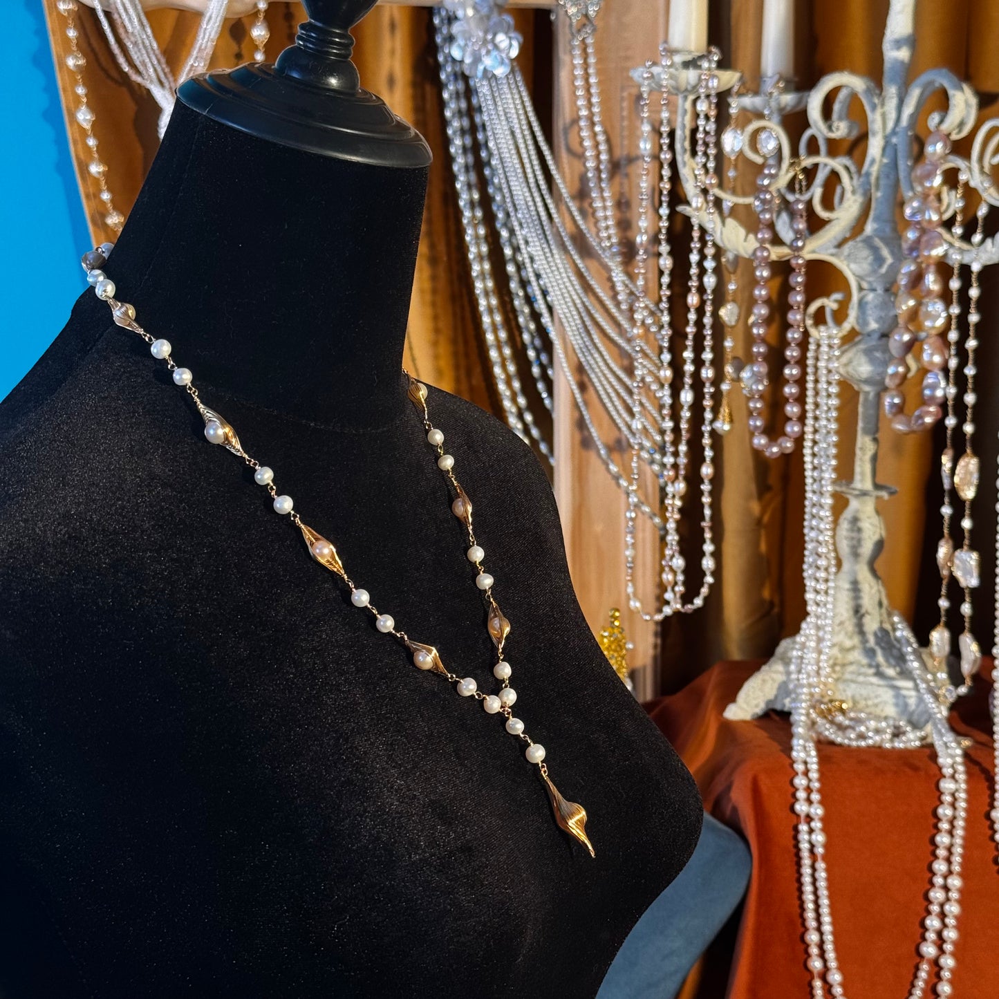 S2537N1 Pearls Sweater Chain Long Necklace Choker simple elegant fine handmade gifts