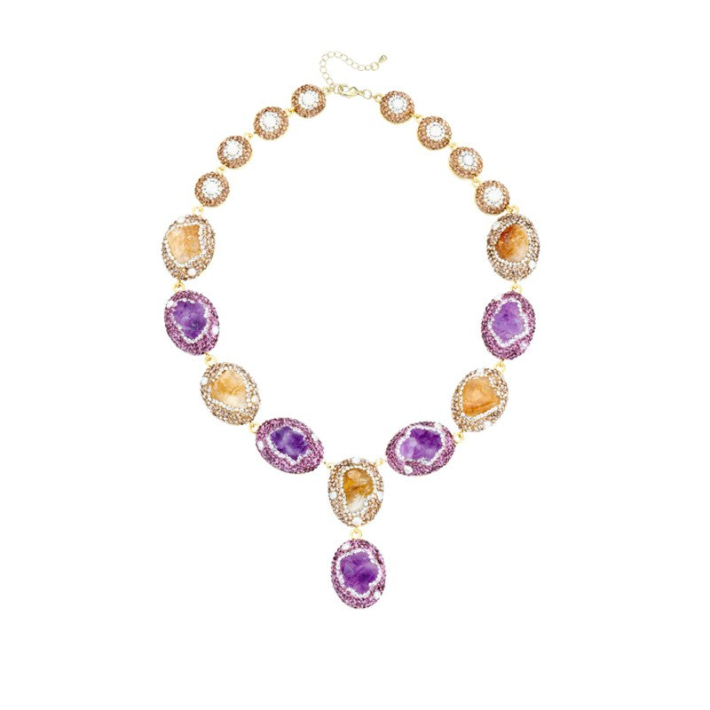 S2815N1 Pure Citrine pearl Sweater Chain Long necklace Choker fine handmade gifts