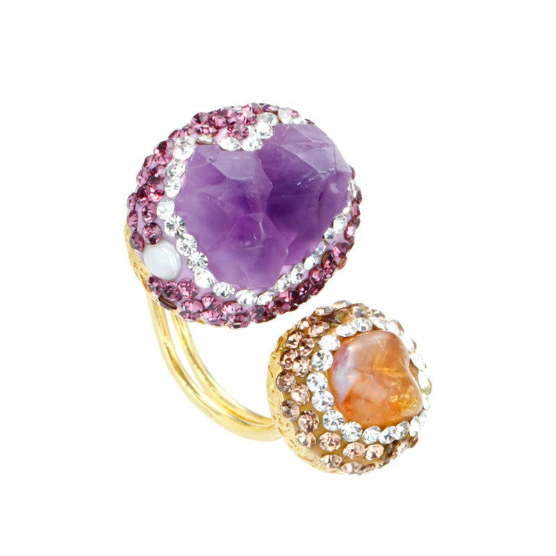 S2120R1 pearl Amethyst Citrine adjustable one-size-fits-all engagement rings fine handmade gifts