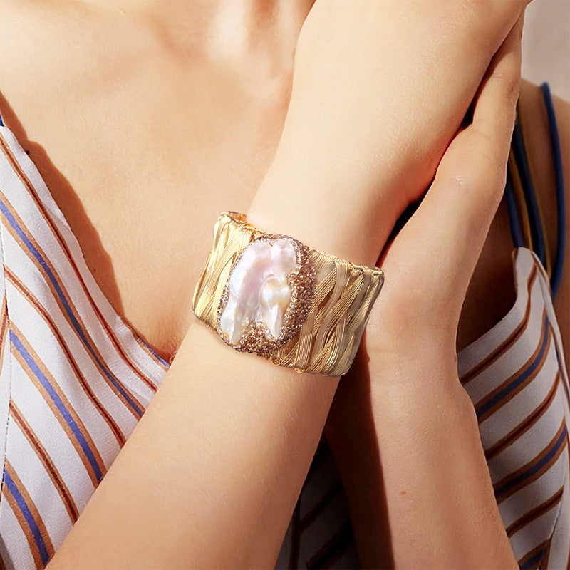 S2201C1 Pearl Bangle Bracelet fine handmade gifts