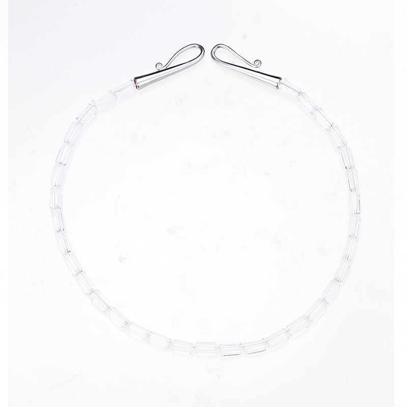 S2873N1 Pure White Crystal Sweater Chain Long Necklace Choker fine handmade gifts