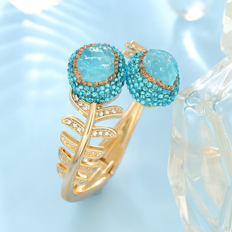 S2141C1 Pure Aquamarine Bracelet Bangle fine handmade gifts
