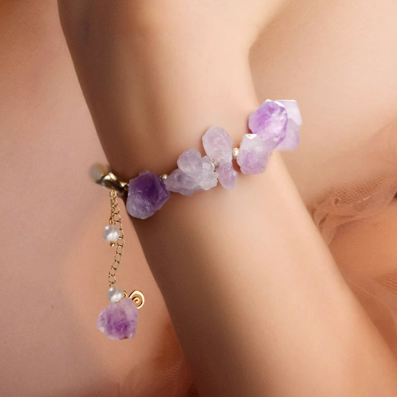 S1926C1 Pure Amethyst Pearl irregular Bracelet Bangle Hand Chain fine handmade gifts