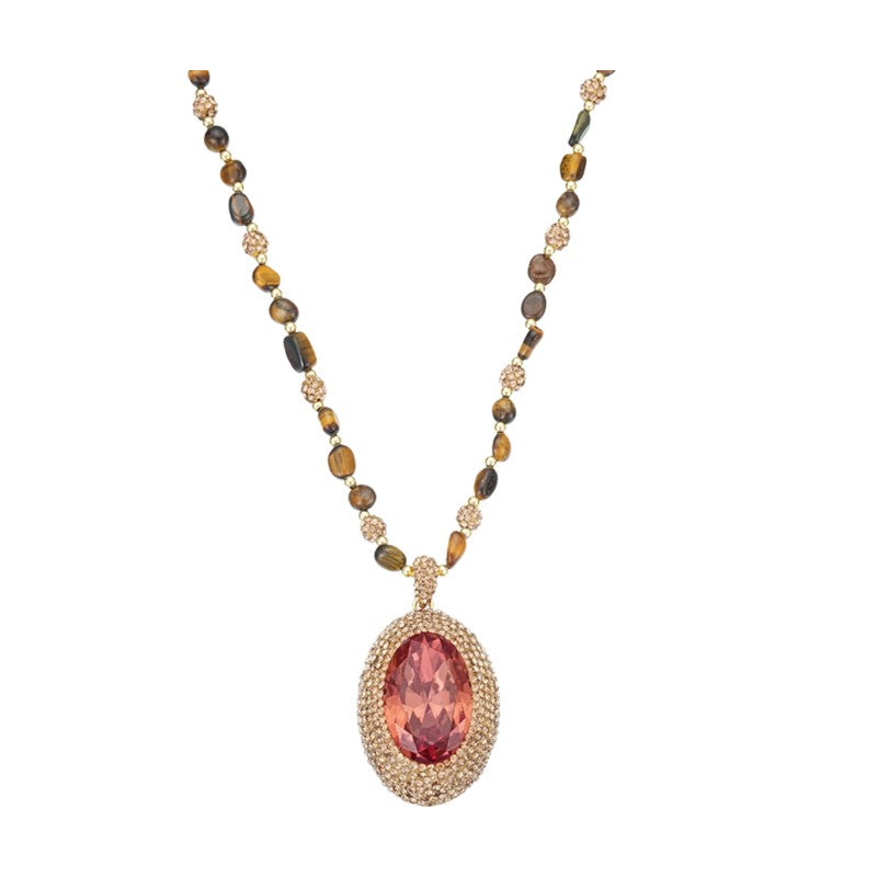 S2857N1 Pure Tiger's Eye Sweater Chain Long Necklace Choker fine handmade gifts