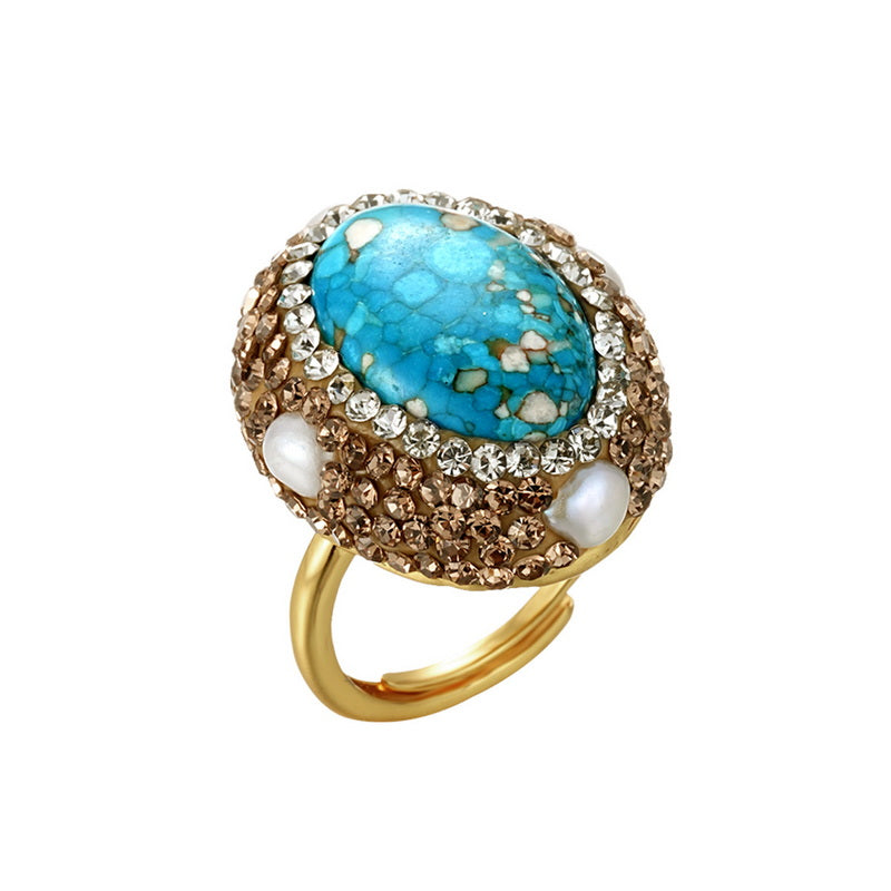 S2101R1 Pearl adjustable one-size-fits-all Engagement Ring fine handmade gifts