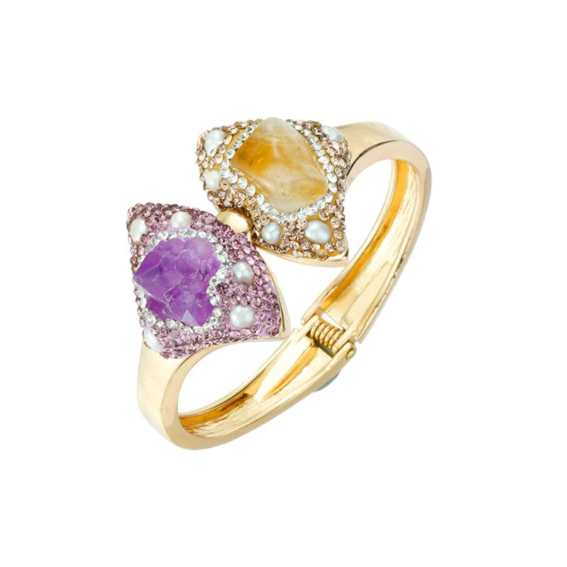 S2278C1 Pure Amethyst citrine pearl bracelet Bangle Hand Chain fine handmade gifts
