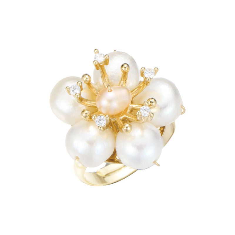 S2124R1 Pearl adjustable one-size-fits-all Engagement Ring fine handmade gifts