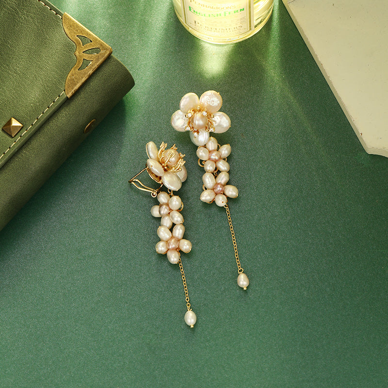 S4944E1 Pearl Stud Ear Accessories Earrings Clip-on fine handmade gifts