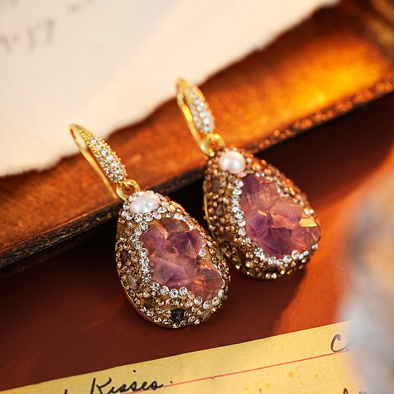 S4842E1 Pure Amethyst Pearl Stud Earrings Ear Accessories fine handmade gifts