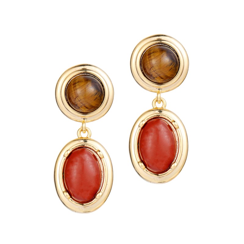 S4947E1 Tiger's Eye Long Earrings Stud Ear Accessories fine handmade gifts