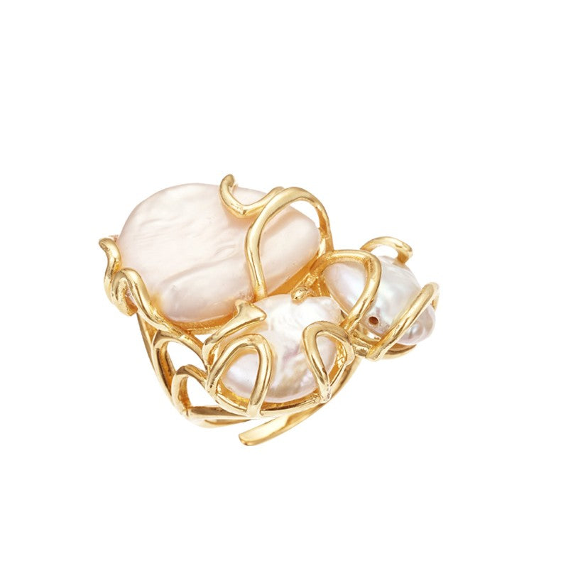 S2154R1 Pearl adjustable one-size-fits-all Engagement Ring fine handmade gifts