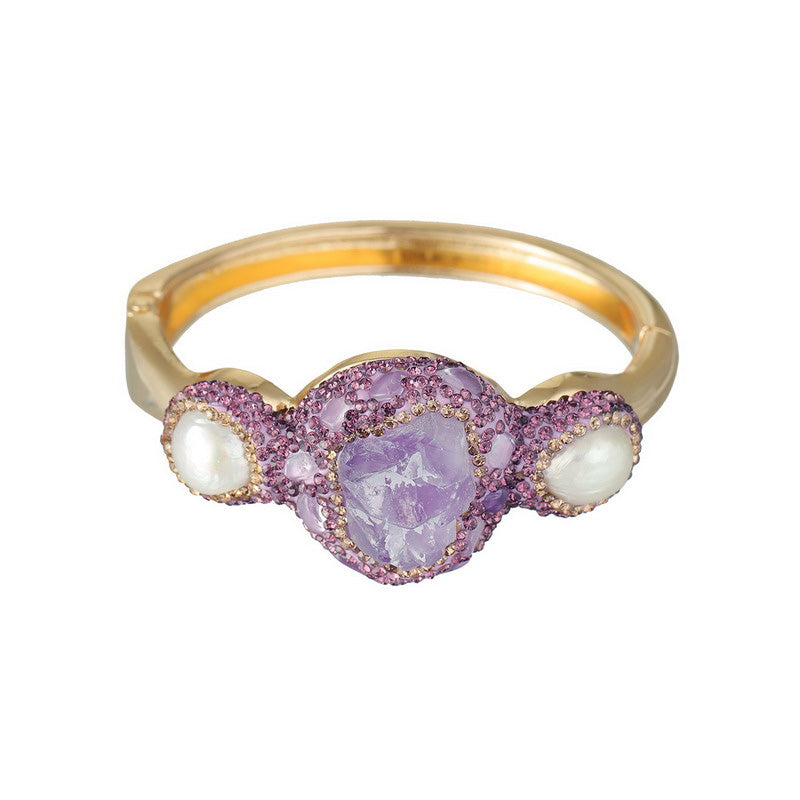 S2116C1 Pearl Pure Amethyst Bracelet Bangle Hand Chain fine handmade gifts