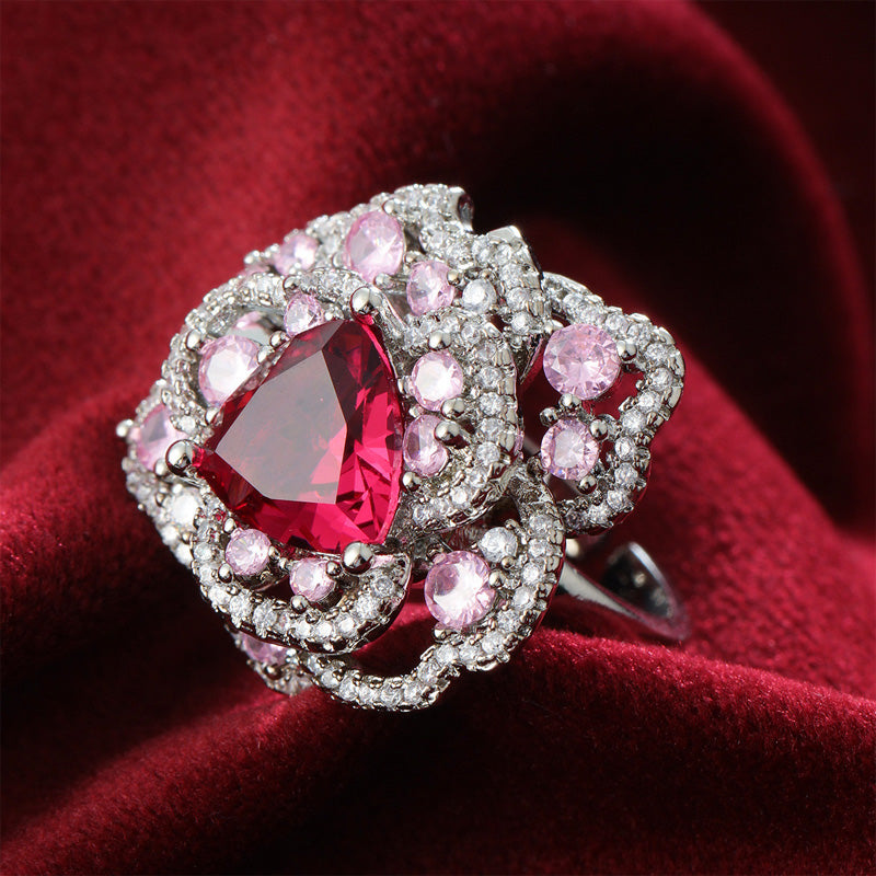 S1998R1 Rose flower adjustable one-size-fits-all Engagement Ring fine handmade gifts