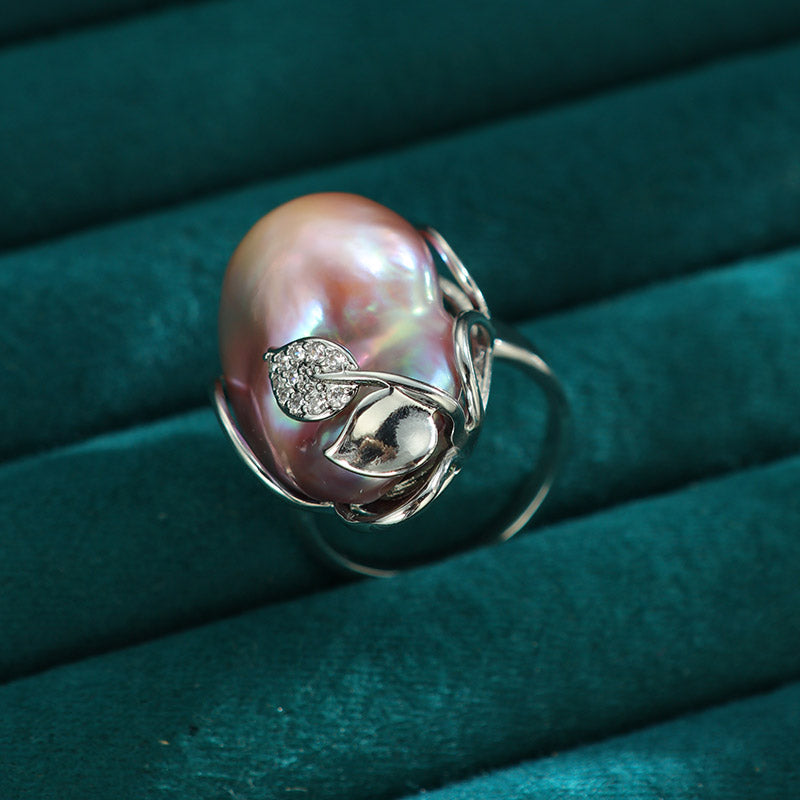 S2089R2 Pearl adjustable one-size-fits-all Engagement Rings fine handmade gifts