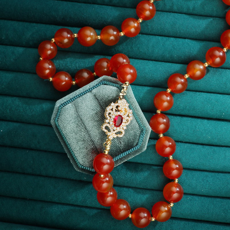 S2653N1 Pure Red Agate Long Necklace Sweater chain Choker fine handmade gifts