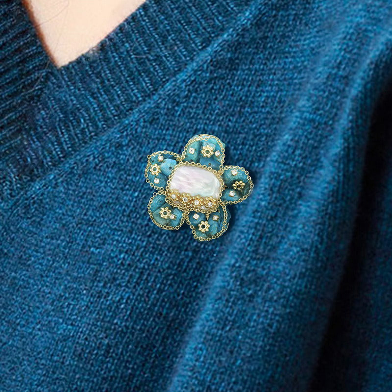 S2230B1 Pearl flower Brooch Scarf Buckle fine handmade gifts