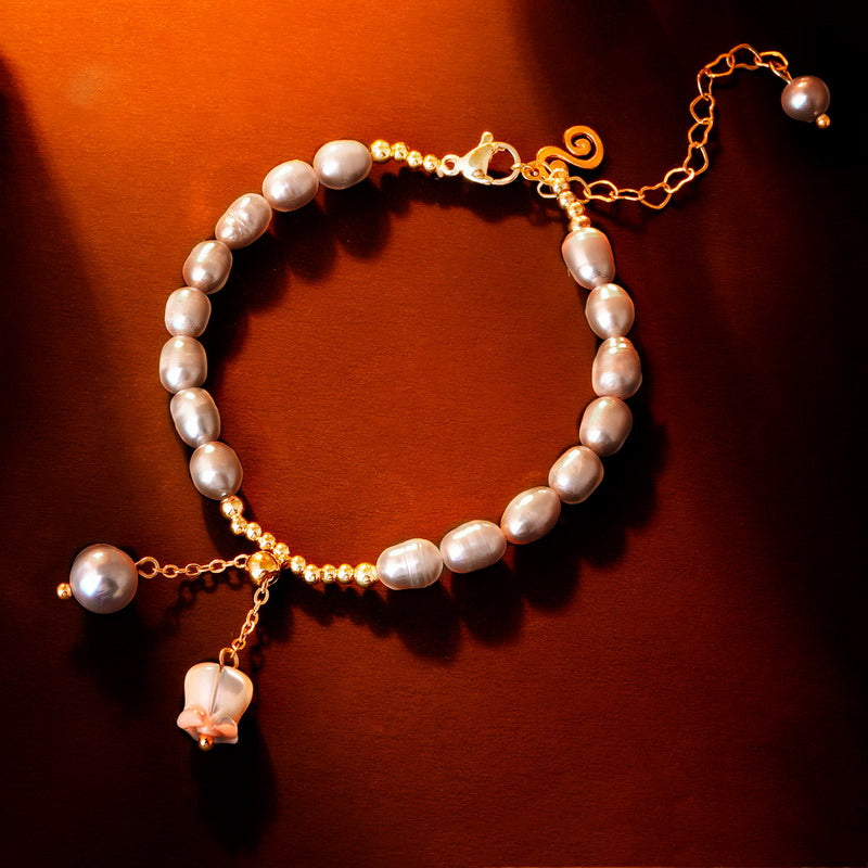 S1939C1 Pearl Flower Bracelet Bangle Hand Chain fine handmade gifts