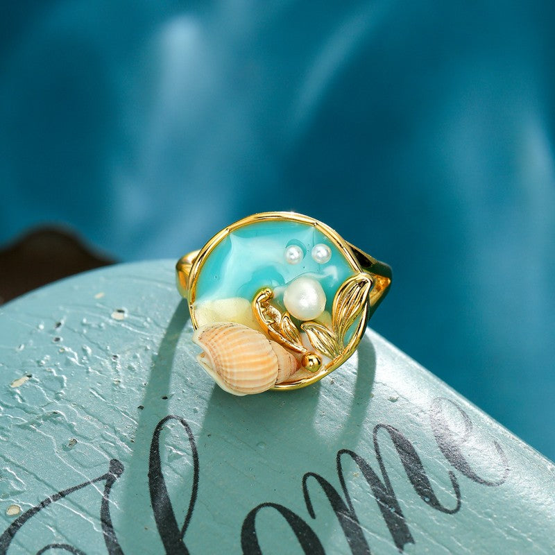 S2112R1 Pearl adjustable one-size-fits-all Engagement Rings fine handmade gifts