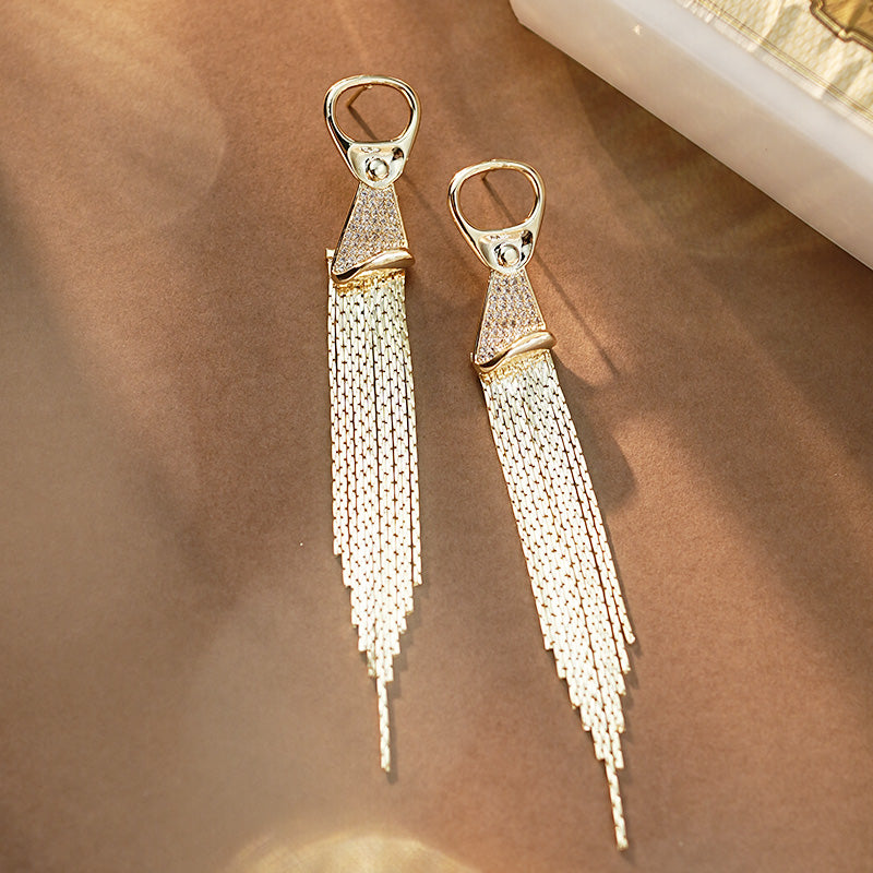 S4889E1 Earring Long Stud Ear Accessories with tassels fine handmade gifts