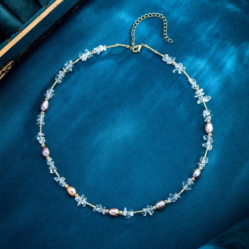 S2773N1 Pearl Pure White Quartz Necklace Choker Sweater Chain Long necklace fine handmade gifts