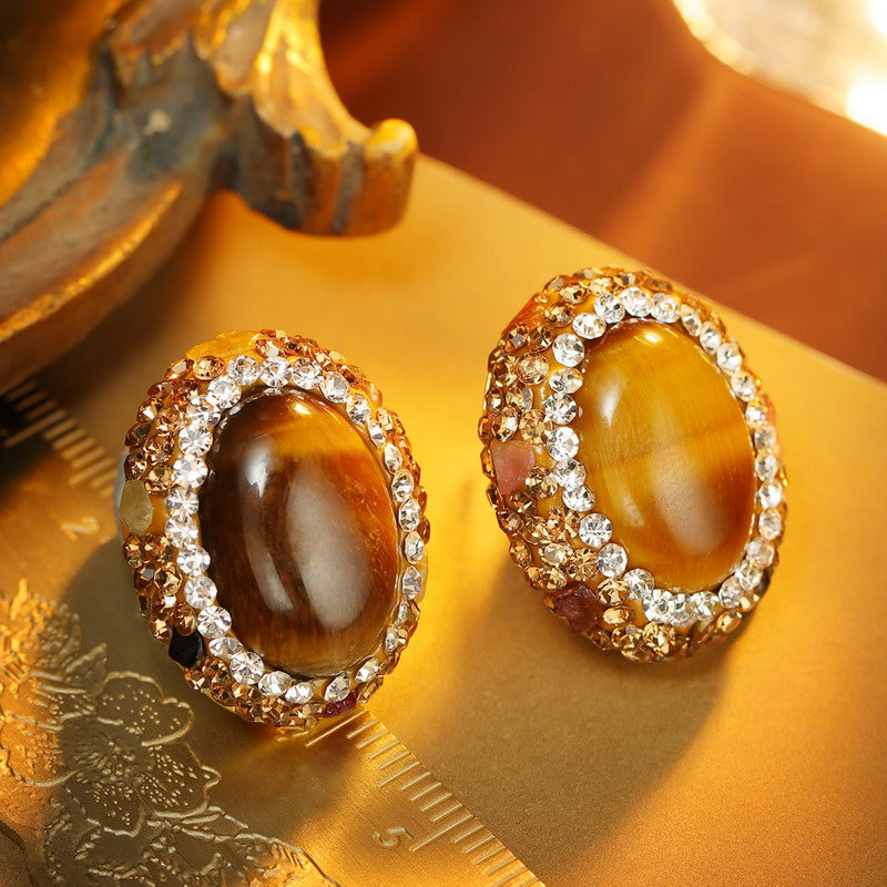 S4805E1 Tiger's Eye Earrings Stud Ear Accessories fine handmade gifts