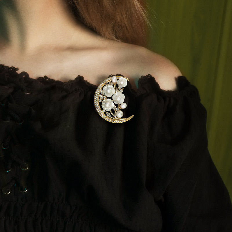 S2243B1 Pearl Flower Brooch Scarf Buckle fine handmade gifts