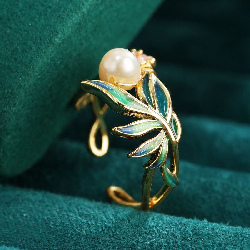 S2084R1 Pearl adjustable one-size-fits-all Engagement Rings fine handmade gifts