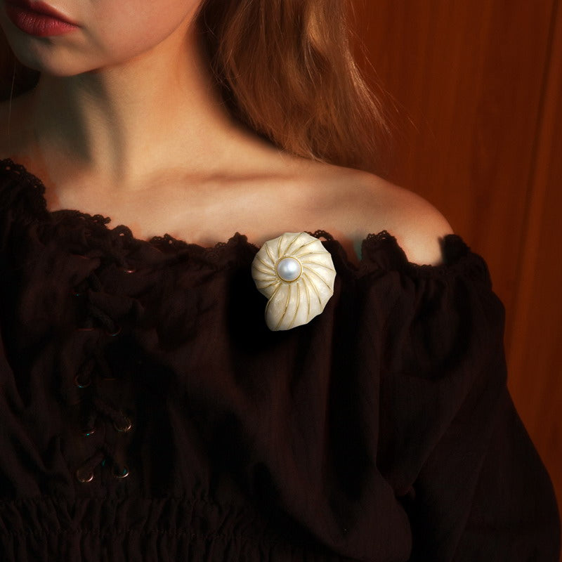 S2233B1 Pearl Scarf Buckle Brooch fine handmade gifts