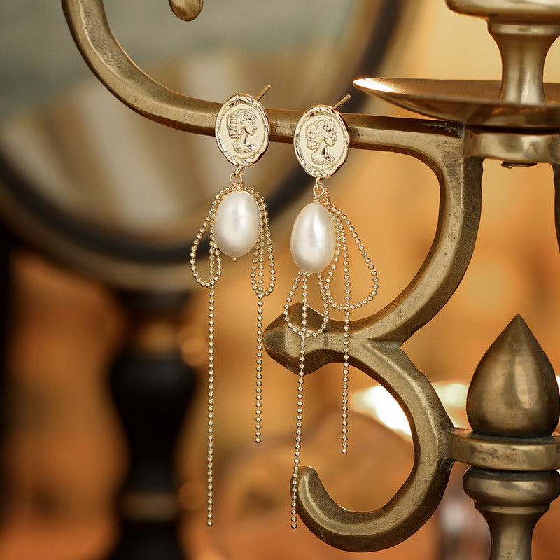 S4716E1 Pearl Long Earrings Stud Ear Accessories fine handmade gifts