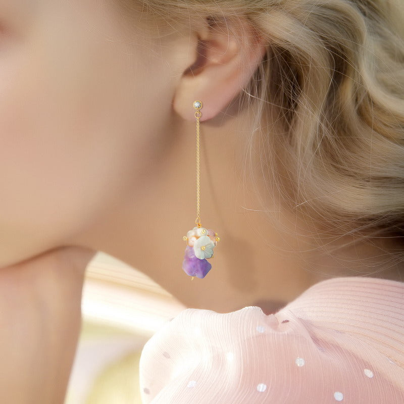 S4451E1 Pure Amethyst Pearl Stud Earrings Ear Accessories fine handmade gifts