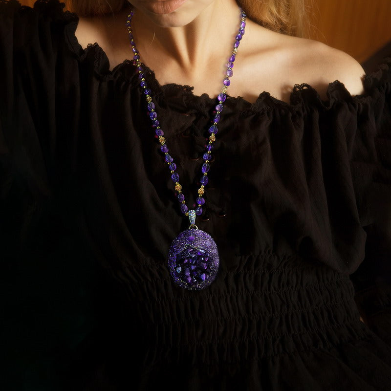 S2487N1 Amethyst Long Necklace Sweater chain fine handmade gifts