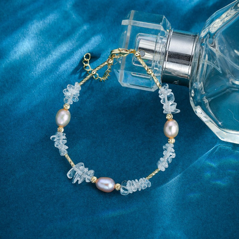 S2257C1 Pearl Pure White Quartz Bracelet Bangle Hand Chain fine handmade gifts