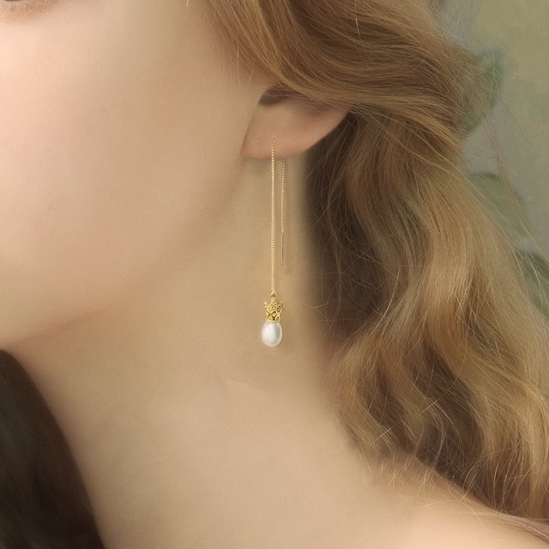S4532E1 Pearl Long Earrings Stud Ear Accessories fine handmade gifts