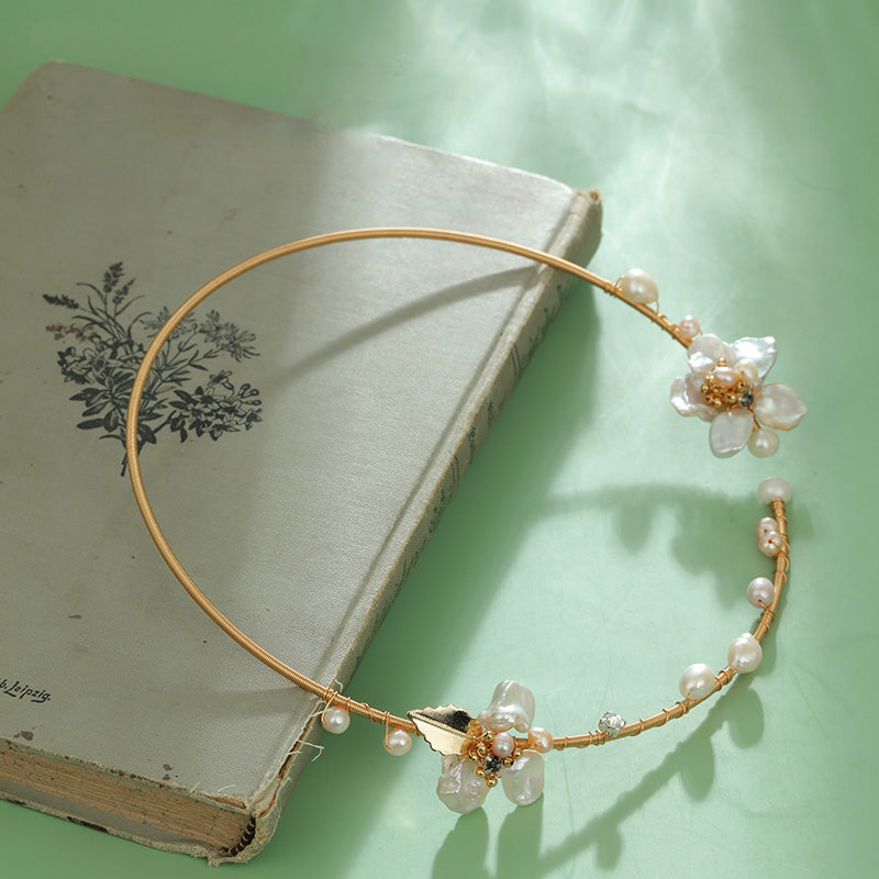 S2745H1 Pearl Flower Necklace Choker fine handmade gifts